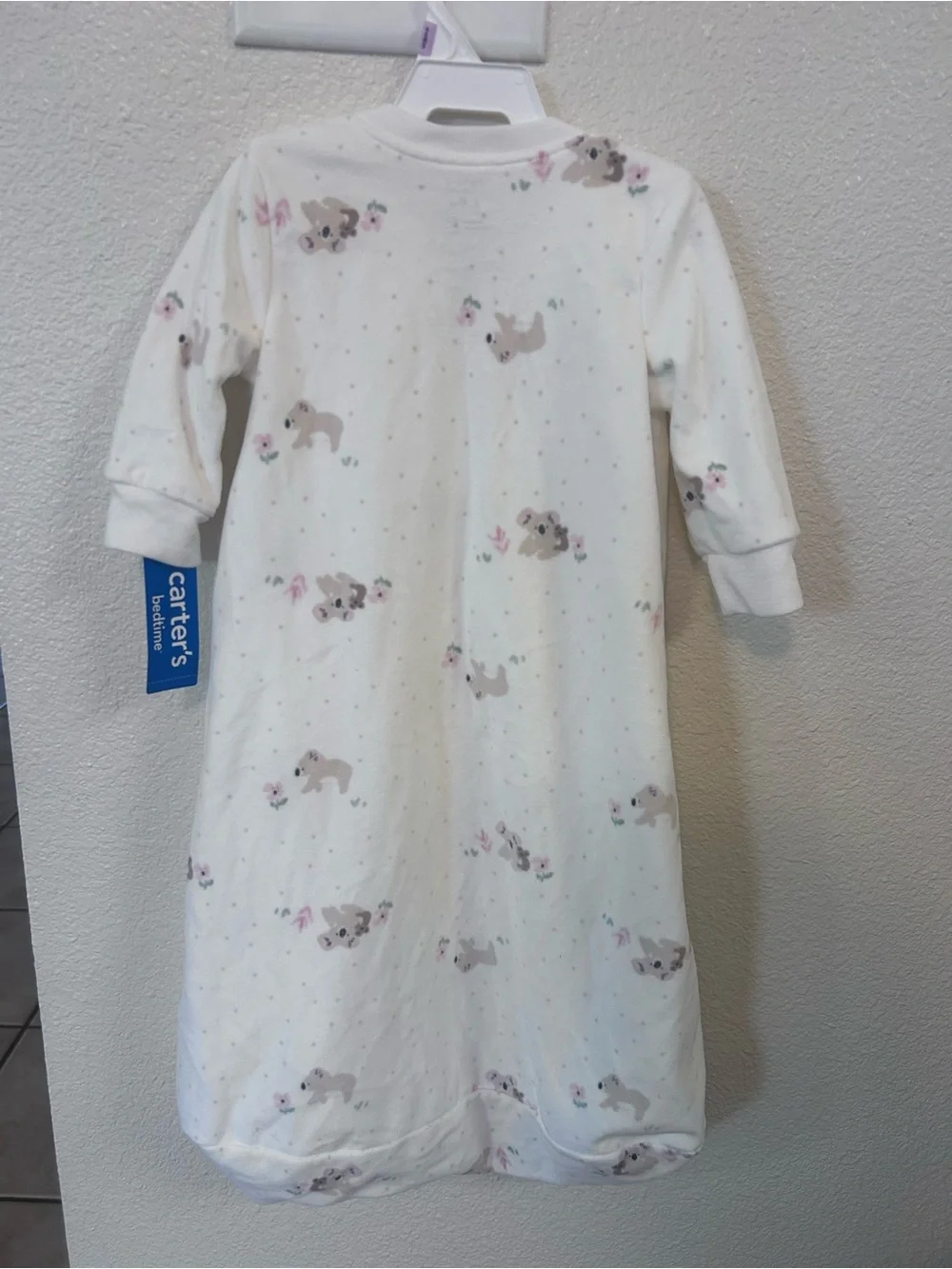 Carter's White Baby Sleep Sack Pajamas with Soft Koala Print